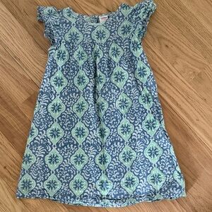 Rickshaw Design flutter sleeve cotton blue floral block print dress girls sz 4T